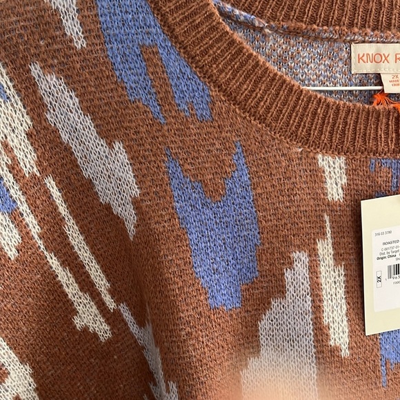 Knox Rose Roasted Brown Multi Color Printed Crewneck Sweater - Picture 12 of 14